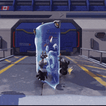 a video game character with a shield that says " go free " on it
