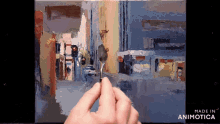 a painting is being painted on a canvas and the painting is made in animatica