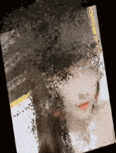 a painting of a woman 's face with a lot of small dots