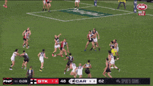 a fox live broadcast of a soccer game with a score of 48 to 62