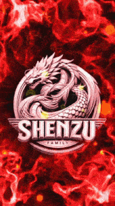 a logo for the shenzu family with a dragon in the center