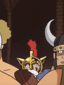 a cartoon of a man with a helmet and a beard