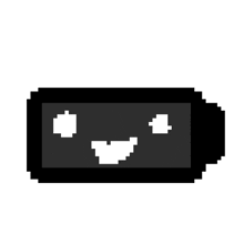 a pixel art illustration of a battery with a sad face on it .