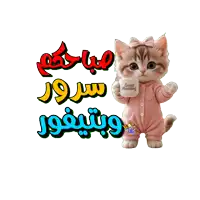 a cat holding a cup that says " good morning "