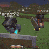 a person is playing a video game called minecraft and a spider is flying around the screen .
