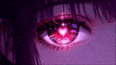 a close up of a girl 's eye with a heart in the center