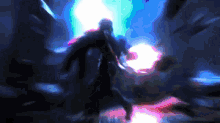 a blurred image of a person holding a sword
