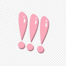 three pink exclamation marks on a transparent background .