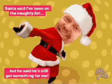 a picture of a man dressed as santa claus with jib jab written on the bottom