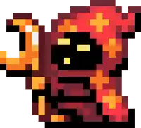 a pixel art drawing of a person with a red scarf around their neck