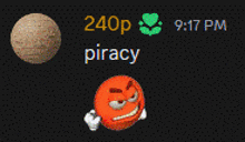 a screen with a smiley face and the words 240p piracy on it