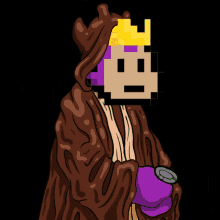 a pixel art drawing of a man with a crown