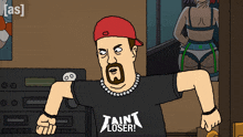 a cartoon character wearing a taint loser shirt