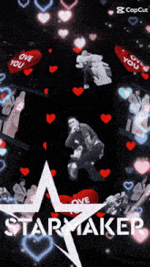 a star maker poster with hearts and a man singing
