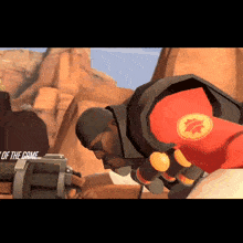 a soldier in a video game with the words " end of the game " visible