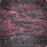 a bird is standing in front of a wall with pink flowers on it