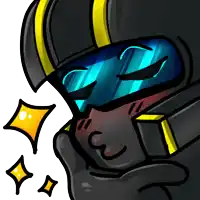 a cartoon drawing of a person wearing a helmet and sunglasses