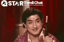 a star tamil chat advertisement with a man holding a gun