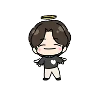 a cartoon of a boy with a halo on his head