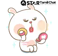a cartoon of a bunny with a star tamil chat logo on the bottom