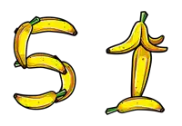 the number 51 is made of bananas and the number 1 is made of banana peel