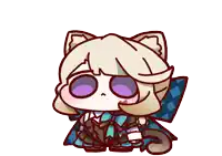 a cartoon of a girl with a cat ear and purple eyes