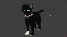 a 3d model of a black cat with spiked collar