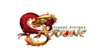 a logo for episode history arione with a red and gold dragon