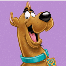 scooby doo wearing a blue collar and a tag that says s on it