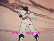a cartoon of a baseball player with the letter a on his back