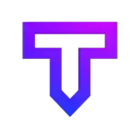 a purple and blue logo with the letter t in the middle .
