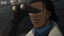 a cartoon of a man with glasses and a sign that says [ as ] on the bottom