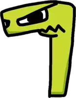a cartoon drawing of a number seven with a very angry look on its face .