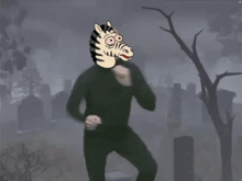 a cartoon of a man with a zebra head
