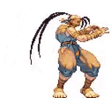 a pixel art drawing of a ninja with a long tail .
