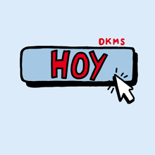 a cartoon drawing of a button that says hoy on it