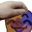 a pixel art of a person 's face with a smiley face on it .
