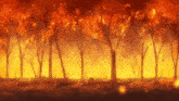a forest is on fire and the trees are covered in flames