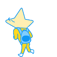 An Emotional Star Guy Walks Away Waving And Crying Sticker - The Adventuresof Star Guy Backpack Star Head Stickers