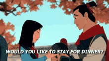 Would You Like To Stay Forever? - Mulan GIF - Mulan Disney Dinner GIFs