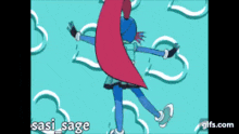 a cartoon of a girl with the name sasi sage on the bottom right
