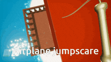 a cartoon of an airplane jumpscare with a skeleton in the background