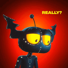 a cartoon character with a red background and the word really on it