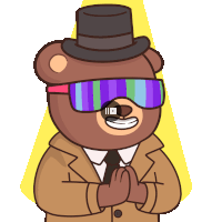 a cartoon of a teddy bear wearing a top hat and goggles