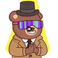 a cartoon of a teddy bear wearing a top hat and goggles