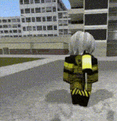 a cartoon character is standing in the snow with a lantern