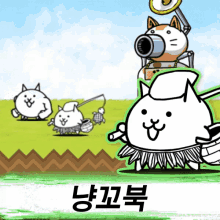 a cartoon drawing of a cat with a camera on its head and the letters np on the bottom