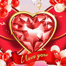 a heart with a ribbon that says i love you on it
