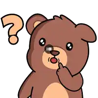a cartoon teddy bear with a question mark on its head
