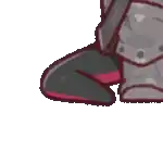 a cartoon drawing of a person wearing a pair of boots with a red sole .